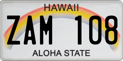 HI license plate ZAM108