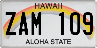 HI license plate ZAM109