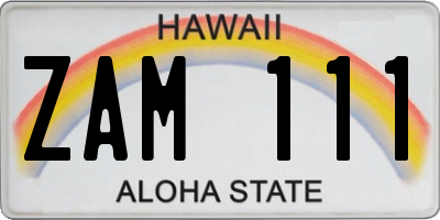HI license plate ZAM111