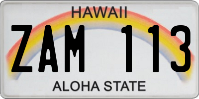 HI license plate ZAM113