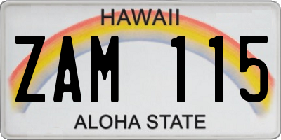 HI license plate ZAM115