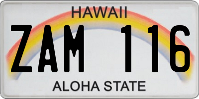 HI license plate ZAM116