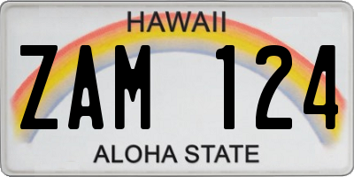 HI license plate ZAM124
