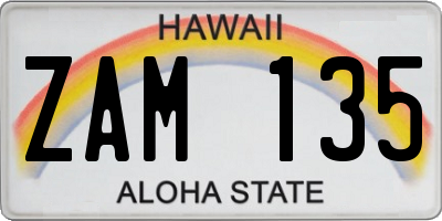 HI license plate ZAM135
