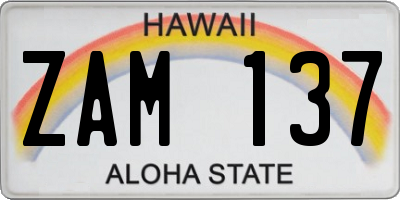 HI license plate ZAM137