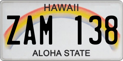 HI license plate ZAM138