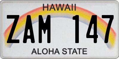HI license plate ZAM147