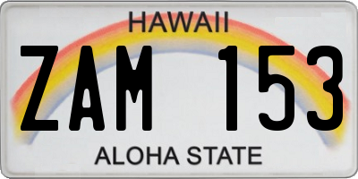 HI license plate ZAM153