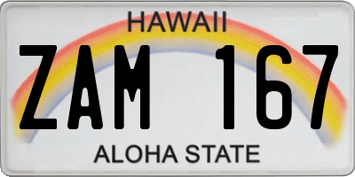 HI license plate ZAM167