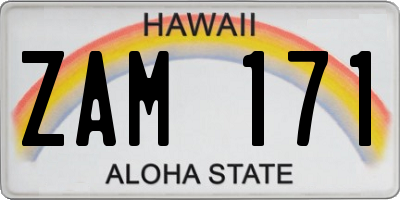 HI license plate ZAM171