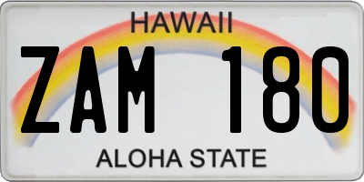 HI license plate ZAM180