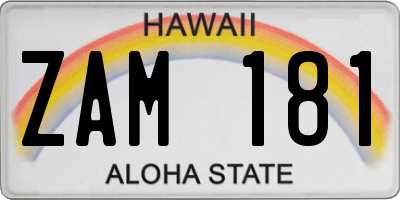 HI license plate ZAM181