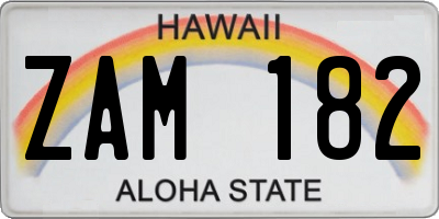 HI license plate ZAM182