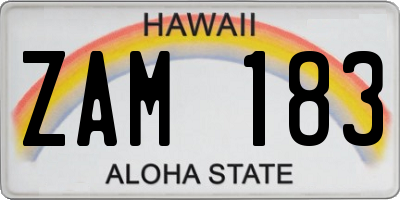 HI license plate ZAM183