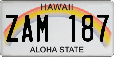 HI license plate ZAM187