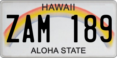 HI license plate ZAM189