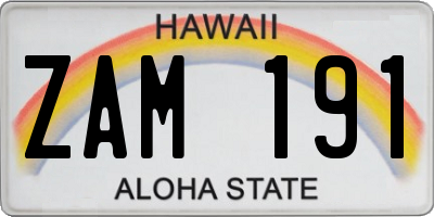 HI license plate ZAM191