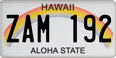 HI license plate ZAM192