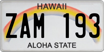 HI license plate ZAM193