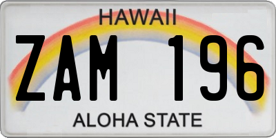 HI license plate ZAM196