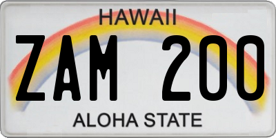 HI license plate ZAM200