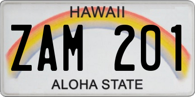 HI license plate ZAM201