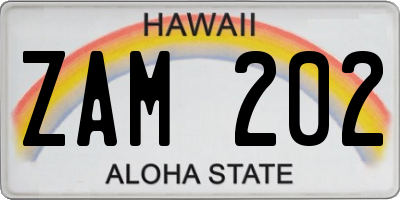 HI license plate ZAM202