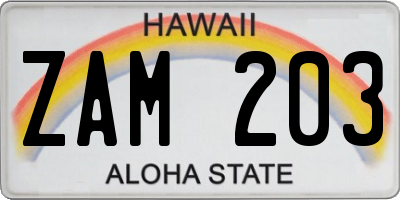 HI license plate ZAM203