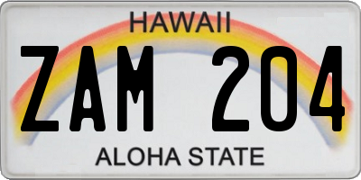 HI license plate ZAM204
