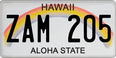 HI license plate ZAM205
