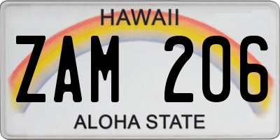 HI license plate ZAM206