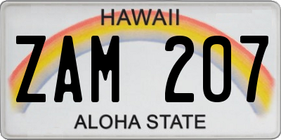 HI license plate ZAM207