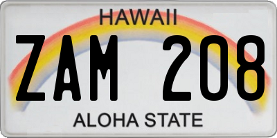 HI license plate ZAM208