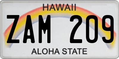 HI license plate ZAM209