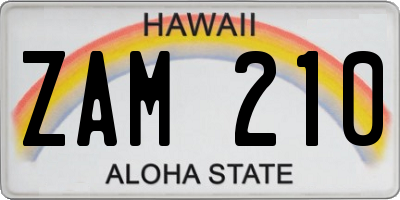HI license plate ZAM210