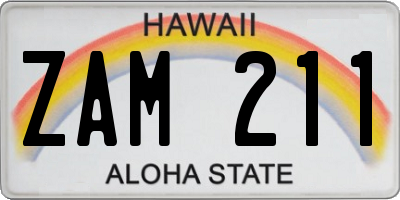 HI license plate ZAM211