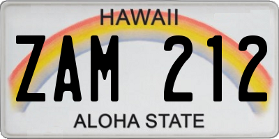 HI license plate ZAM212