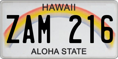 HI license plate ZAM216