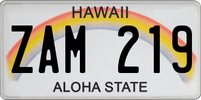 HI license plate ZAM219