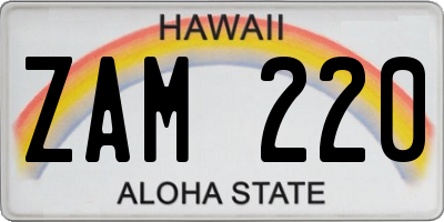 HI license plate ZAM220
