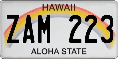HI license plate ZAM223