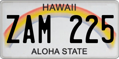 HI license plate ZAM225