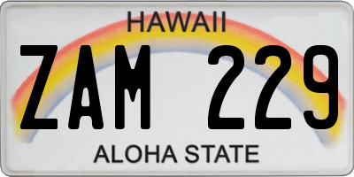 HI license plate ZAM229