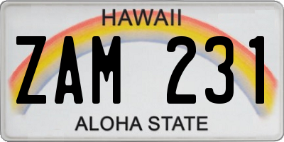 HI license plate ZAM231