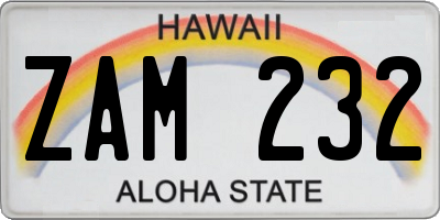 HI license plate ZAM232