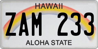 HI license plate ZAM233