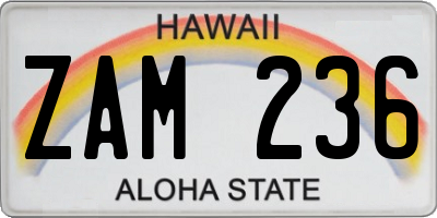HI license plate ZAM236