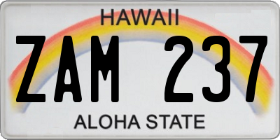 HI license plate ZAM237