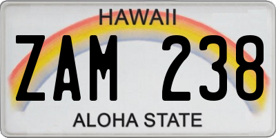 HI license plate ZAM238