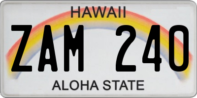 HI license plate ZAM240